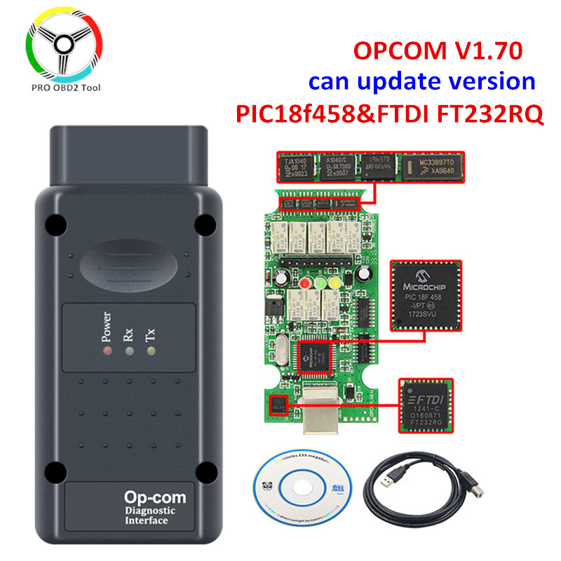 OPCOM V5 Flash Firmware Update Car Diagnostic Cable OPCOM Update PIC18F458 CAN BUS OBD2 Auto Tools. 