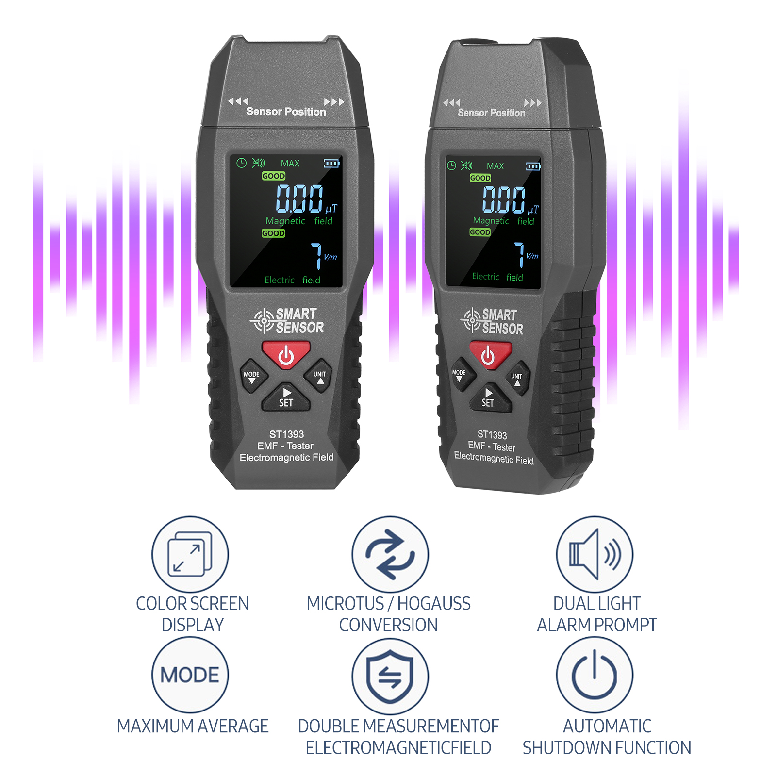 SMART SENSOR ST1393 Geiger Counter Nuclear Radiation Detector EMF Meter Electromagnetic Field EMF Radiation Test For Computer. 