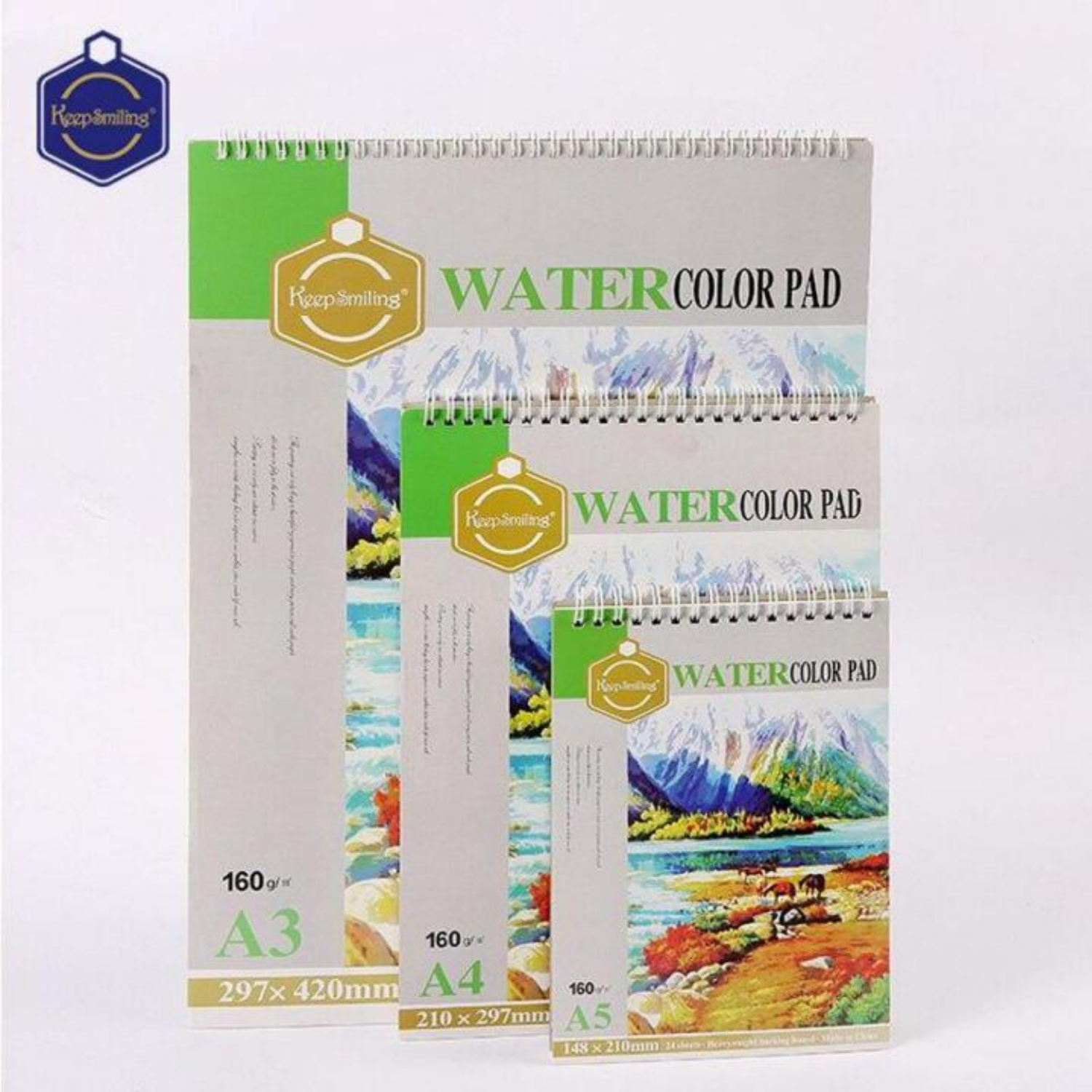 Keepsmiling A5, A4 & A3 Watercolor Pad for Artists (24 Sheets, Acid-Free). 