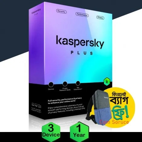 Kaspersky Plus 3-User-1-year-2 Password private Vaults Advanced Internet Security Software with free Beg