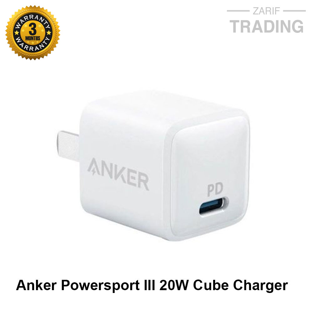 Anker 20W Fast Charger with Foldable Plug, Powersport III 20W Cube Charger for Ip- 14/14 Plus/14 Pro/14 Pro Max/13, Sam, Pixel 4/3