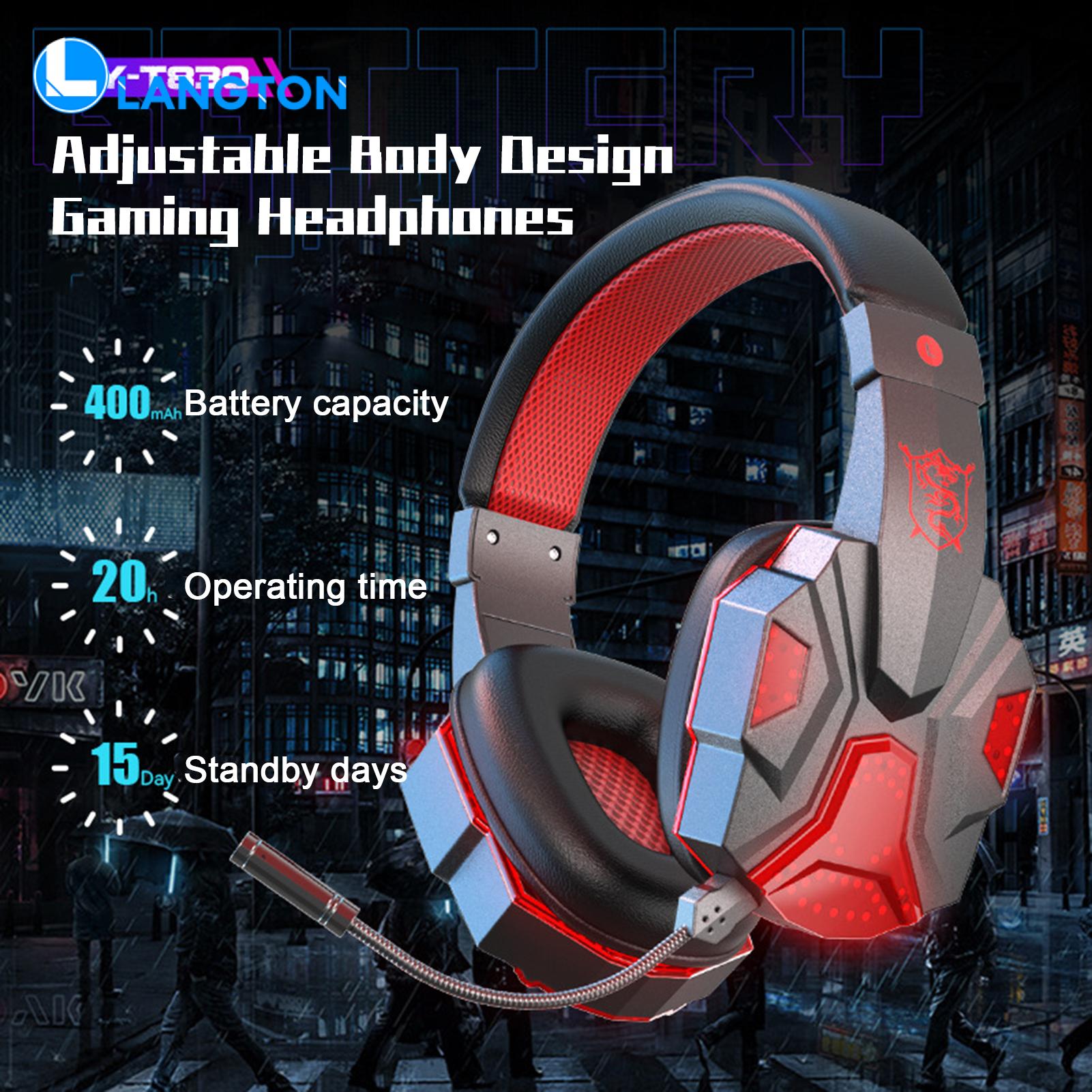 【FUPANG】Langton wireless headset Bluetooth 5.0 plugggable microphone game Bluetooth wireless headset stereo over-ear sports gaming headset