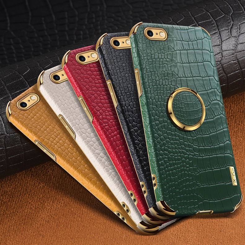 Case for Iphone 6/Iphone 6S Crocodile Pattern 360 Degree Rotating Ring Protective Cover Compatible with Magnetic Car. 