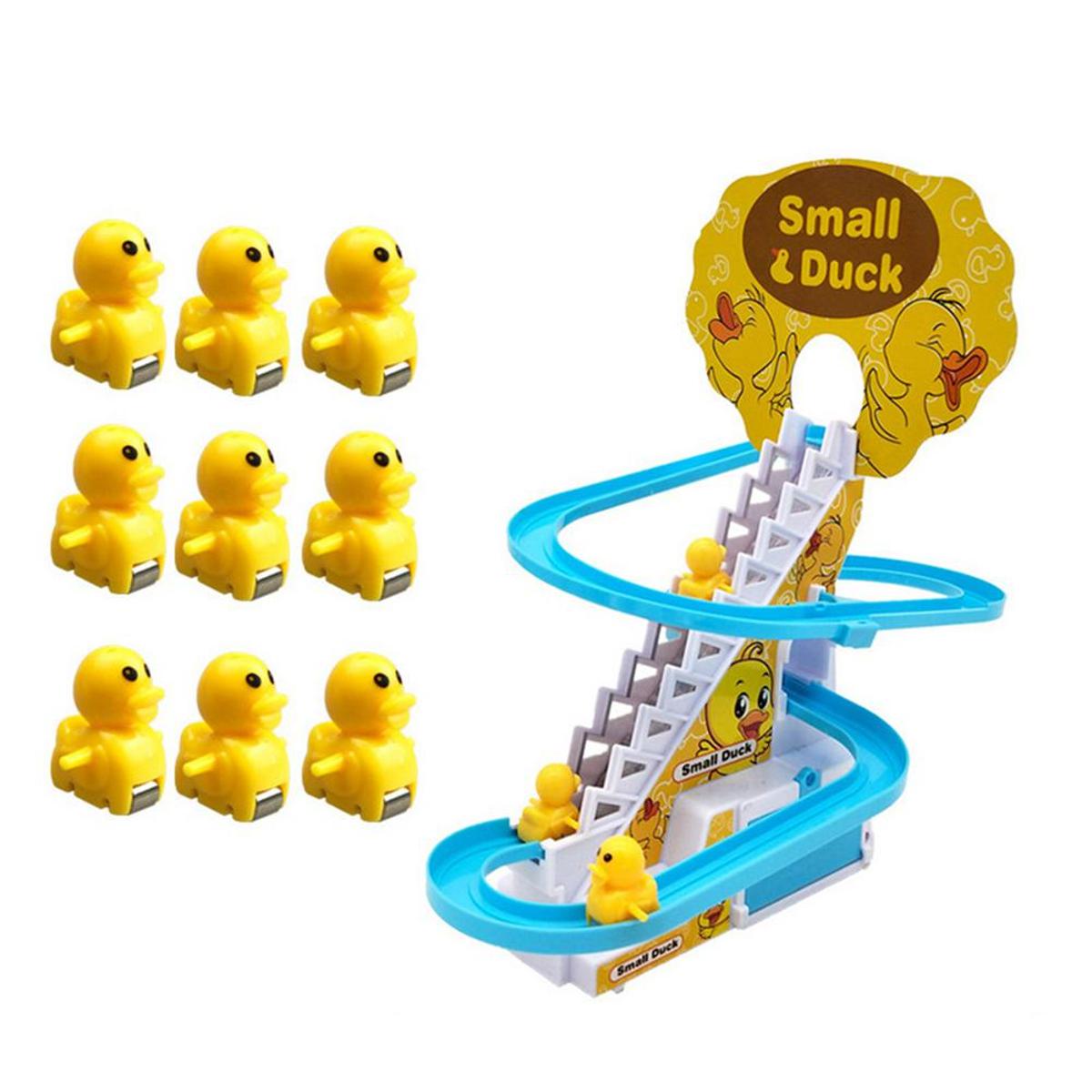 baby duck track toy yellow duck racing suit climbing stairs toy with flashing light music track small duck electric toys by Dhaka Shopping zone