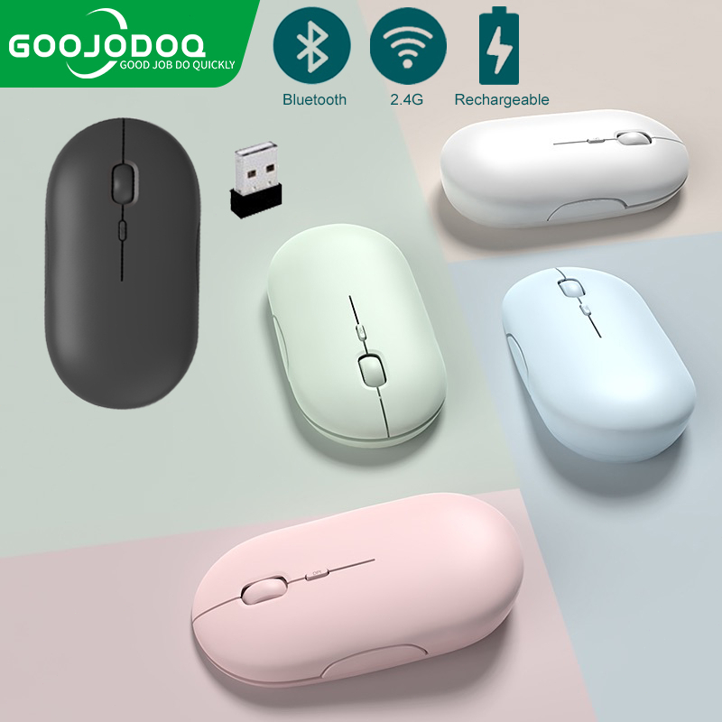 GOOJODOQ Mouse Wireless for laptop Bluetooth Rechargeable Silent Mouse for Tablet Phone Android