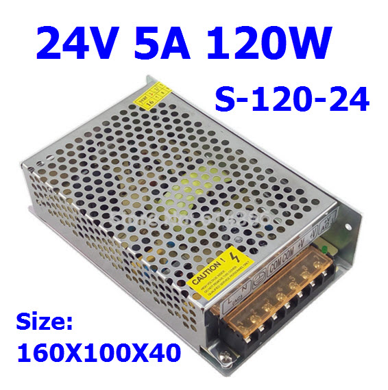 Adapter 24V 5A 120W Adapter Transformer AC 110V 220V to DC 24 Volt 5amp LED Driver 2 Channels for LED Lighting Projects 3D Printer CCTV Camera