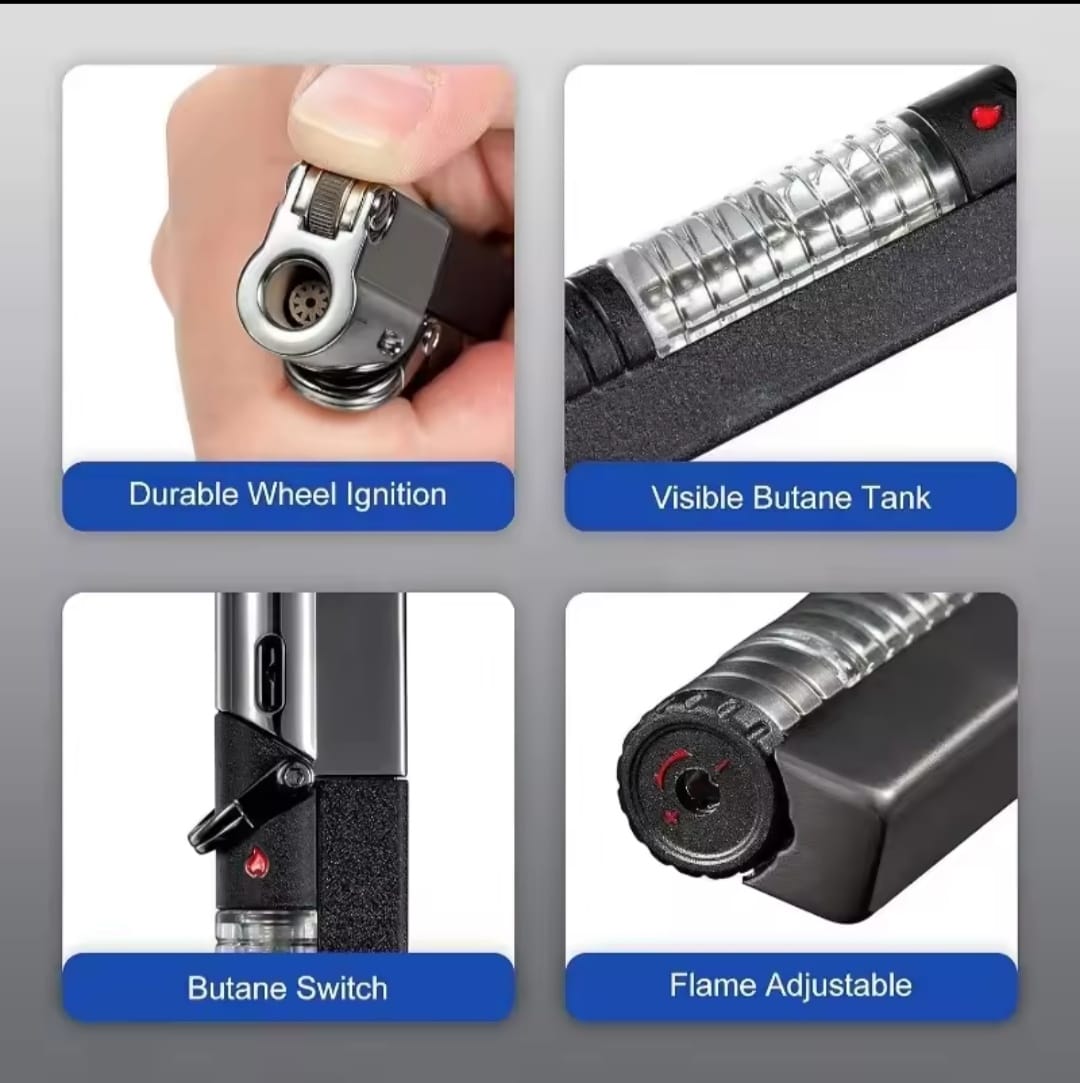 Aomai Butane Fuel Lighter Torch Jet Lighter with Visible Gas, Lockable Flame, Windproof Lighters, Unique Gifts for Men, Women.. 