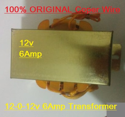 COPER WIRE 6Amp 12V Transformer 12V-0-12V 6000mA Input AC 220V 50Hz Output DC 12 Volt 6A Step Down Transformers For Power Supplies Adapters Electronics Project DIY. 