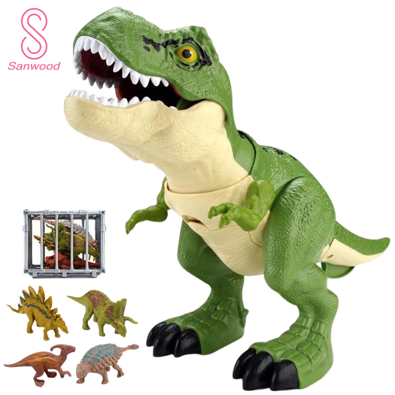Dinosaur Toy with Cage Interactive Dinosaur Toy with Moving Mouth Tail Perfect Birthday Gift for Kids Realistic T-rex Action Figure in Cage Fun Playset for Boys Girls Kids Dinosaur Toy