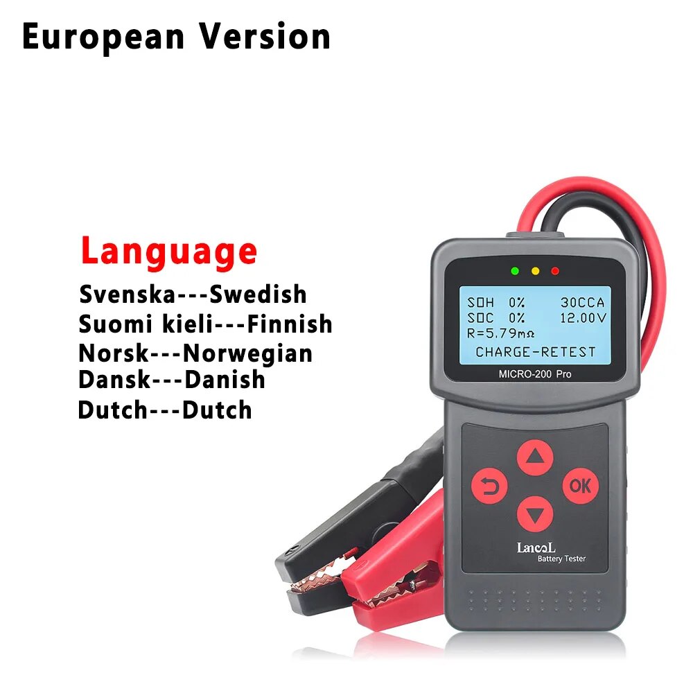 Lancol Micro 200 Pro 12V 24V Car Battery Tester 40-2000 CCA Cranking Charging Motorcycle Battery Analyzer Tools With LED Light. 