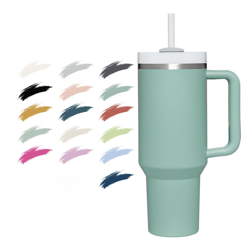 40oz Thermal Coffee Cup with Handle Straw Lid Portable Car Stainless Steel Insulation Water Bottle Large Capacity Travel Mug. 