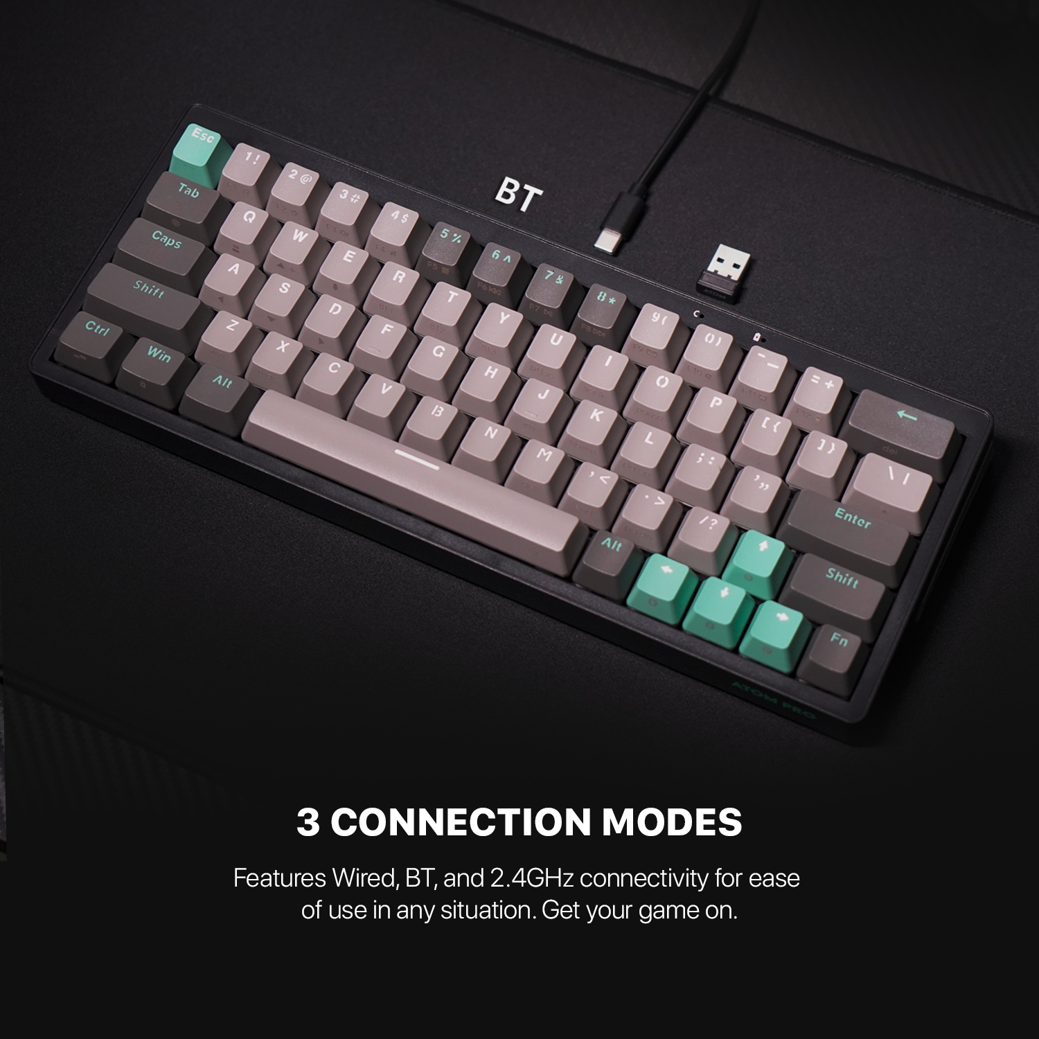 FANTECH MK912 ATOM PRO63 RGB Mechanical Gaming Keyboard Mercury Black & Saturn Grey Layout Red Switch & Blue Switch. 