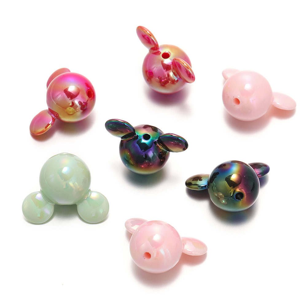St.kunkka 2pcs 23.5x29.5mm Mickey Mouse Head Beads Acrylic UV Color-Plated Mickey Mouse Head Beads For DIY Beaded Bracelet. 