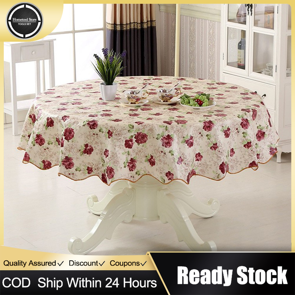 Round Table Cloth Table Cloths Round For 6 Seaters 4 Seaters Round Table Cover PVC Printed Table Cloth Tea Table Cloth Waterproof Oil-Proof And Scald-Proof Disposable. 