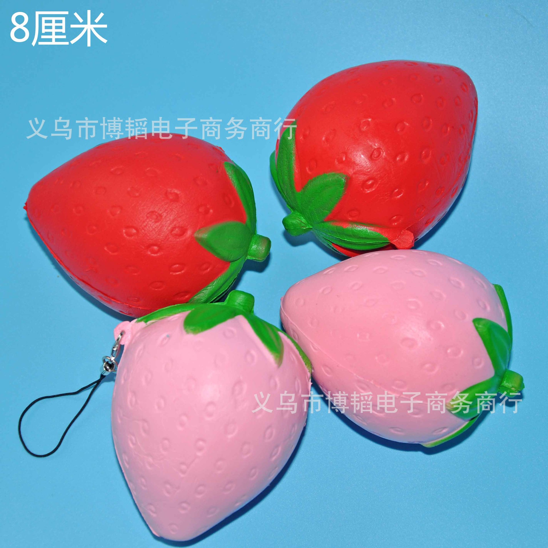 Slow rebound fruit 8cm large PU artificial bread strawberry mobile phone pendant Creative super realistic handicraft gifts
