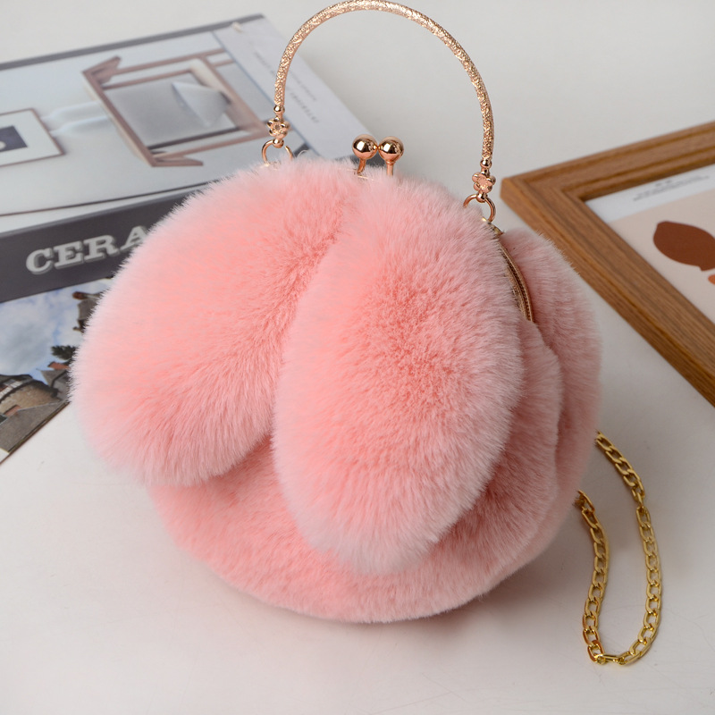 onghan aomao iagonal Straddle ag andheld ag Imitation Fur lush ag ew Chain ag Versatile Cute abbit Ear. 