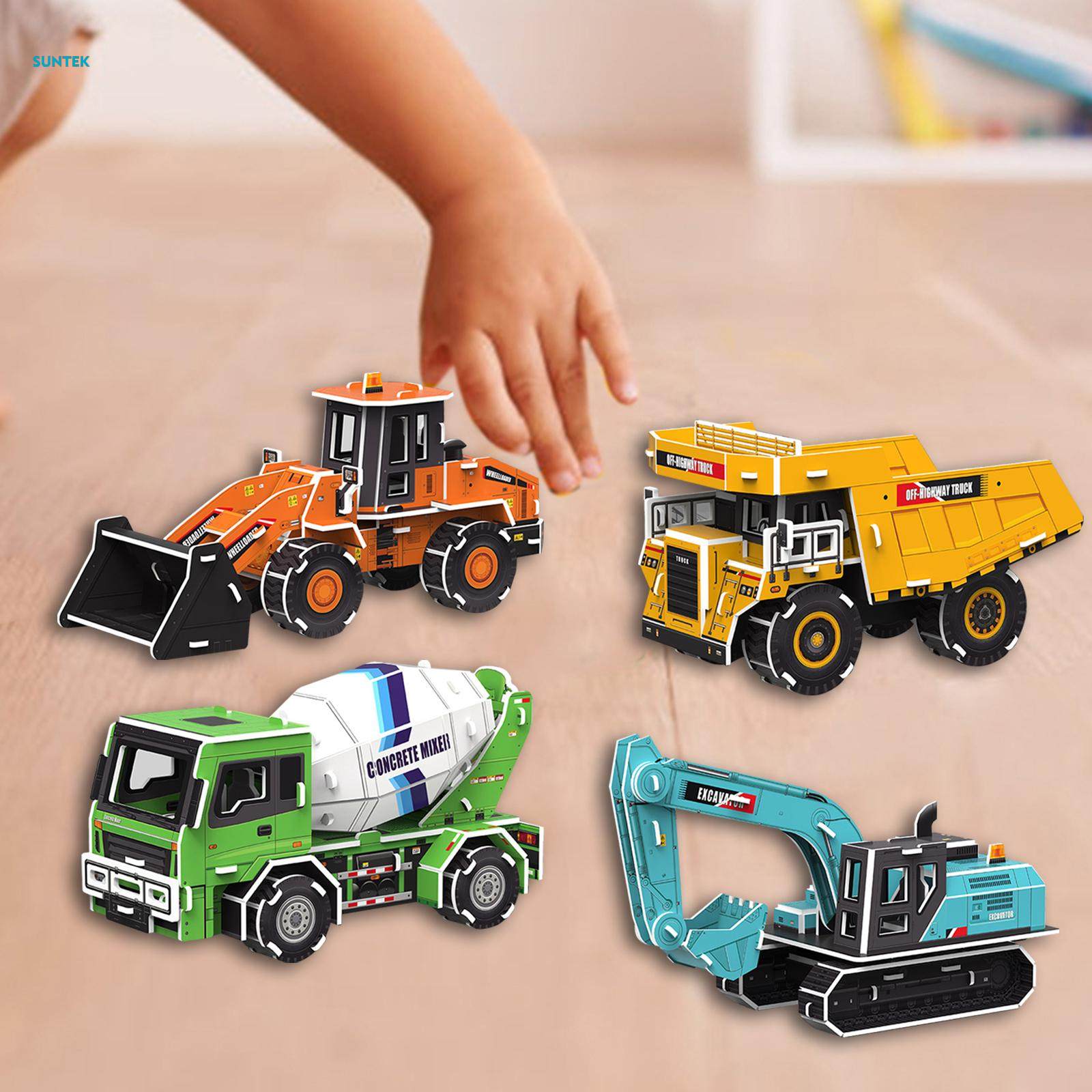 4 Pieces 3D Cardboard Model Car Kits Experiments DIY Crafts 3D Paper Puzzle DIY Set for Kids Child. 