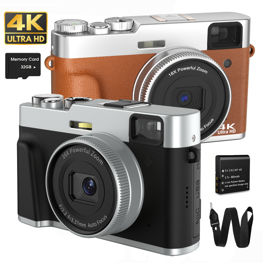 4K Digital Camera Auto Focus 48MP Vlogging Camera for YouTube and Anti-Shake Video Camera with Viewfinder Flash Dial