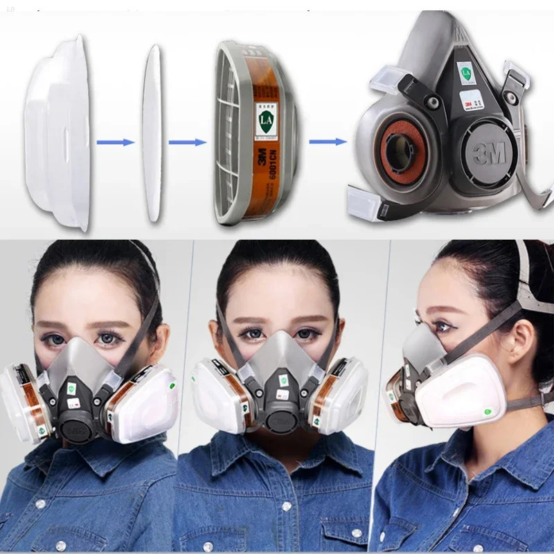 3M 6200 Gas Mask Gas-Proof Half Face Mask Series Combination Matched with 6001/2091/5n11 Filters Chemical Organic Protection. 