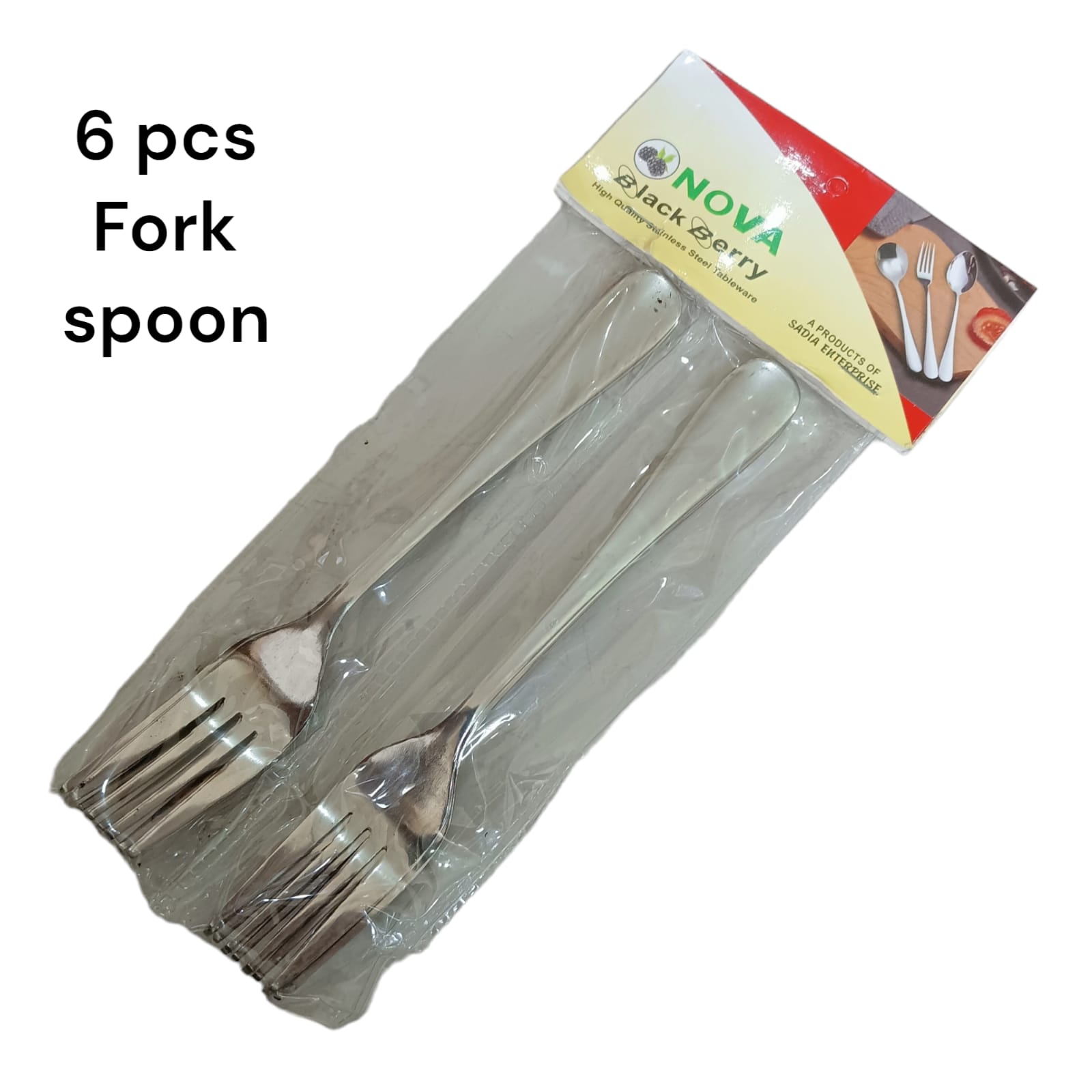 Nova Fork Spoon Set of 6, Stainless Steel, Shiny Silver Mirror Polished, Sturdy, Dishwasher Safe(estore). 