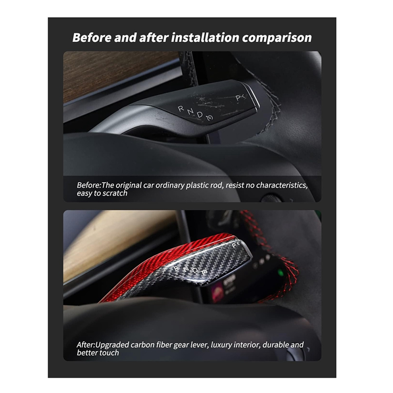 2PCS Steering Rod Decorative Cover Gear Car Real Carbon Fiber for Model 3/Y 2016-2022