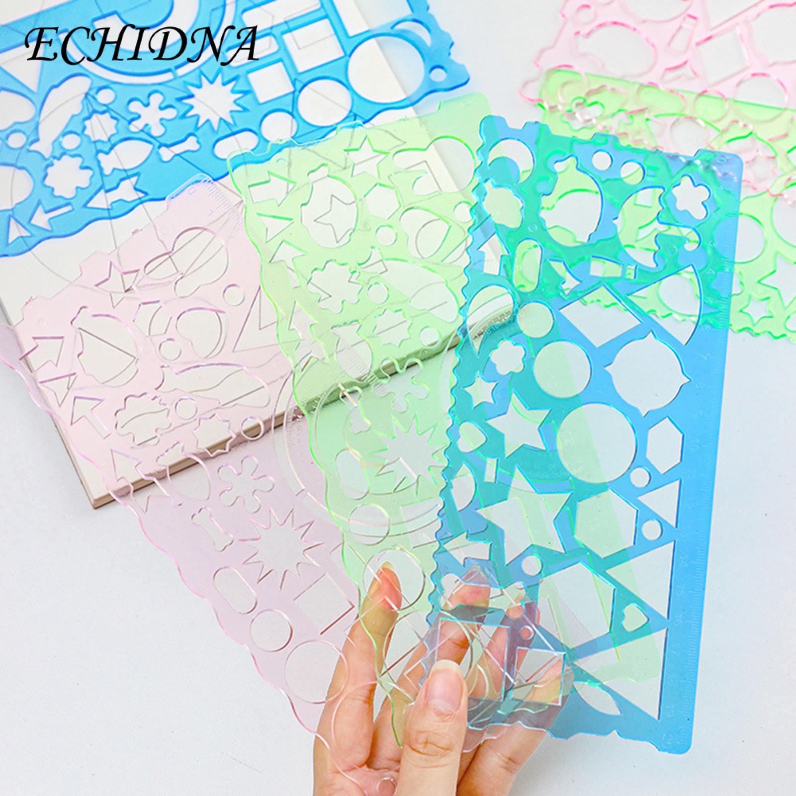 2pcs Clear Geometric Drawing Ruler Multifunctional Precise Easy-to-use Protractor Straightedge. 