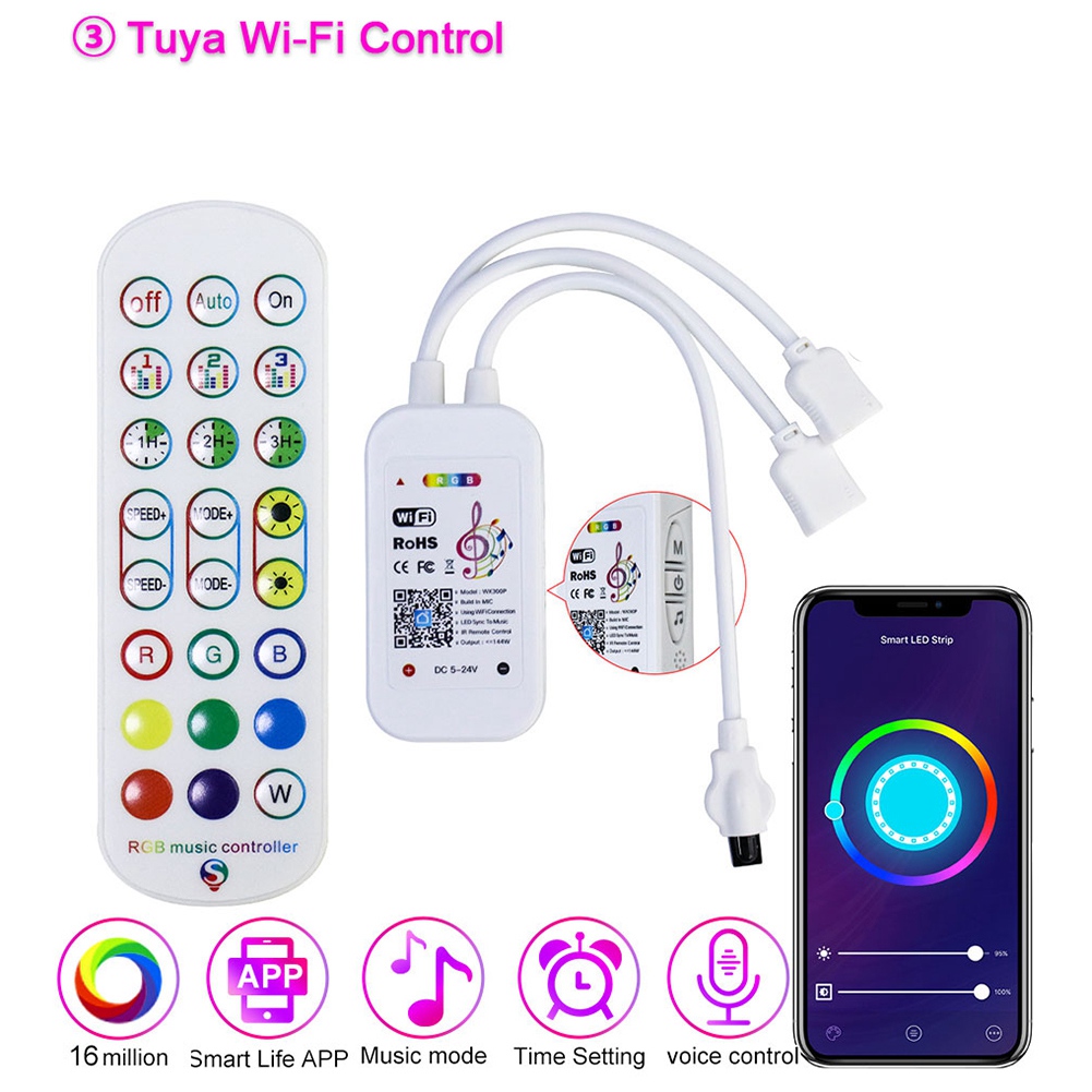 Tuya WiFi RGB Controller for LED Strip Light 3528 2835 5050 RGB. 