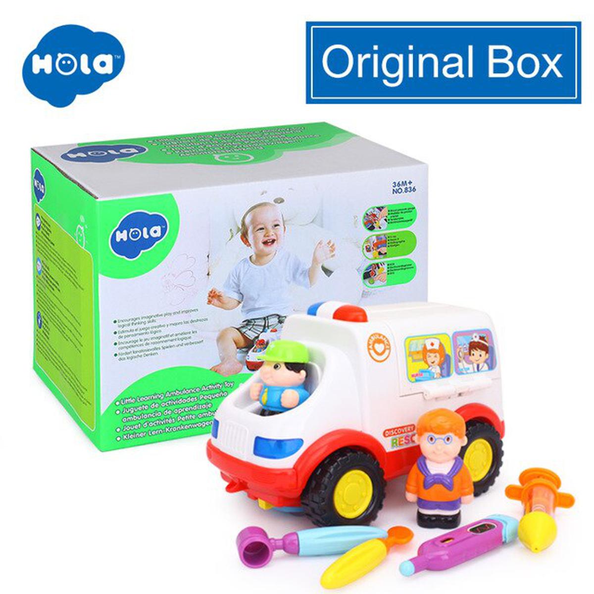 HOLA 836 ambulance car toy with music and lights toddler toddler 13-24 months 2-in-1 pretend doctor set toy set for boys. 