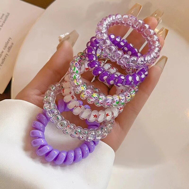 6 Pcs Sweet Candy Color Transparent Elastic Hair Bands For Girls Hair Ties Frosted Spiral Cord Rubber Rope Stretch Headwear