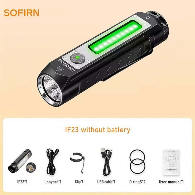Sofirn IF23 RGB Light 4000lm Powerful LED Flashlight 21700 5V 3A USB C Rejected Floodlight Spotlight Torch with Magnetic. 