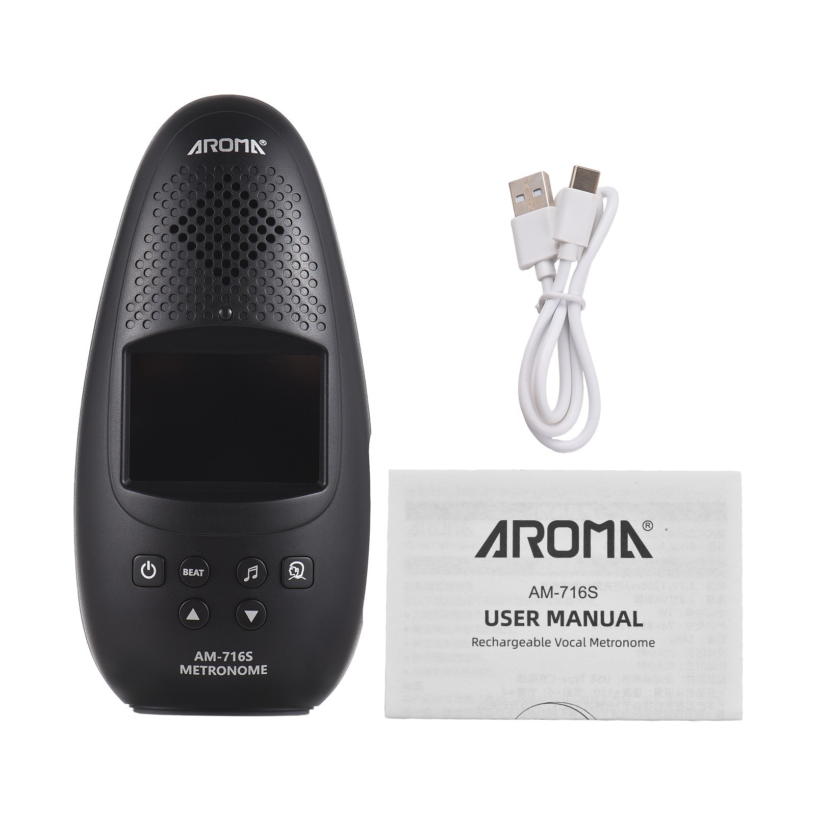 AROMA AM-716S Electronic Metronome: Compact, Rechargeable, and Multifunctional for All Musicians