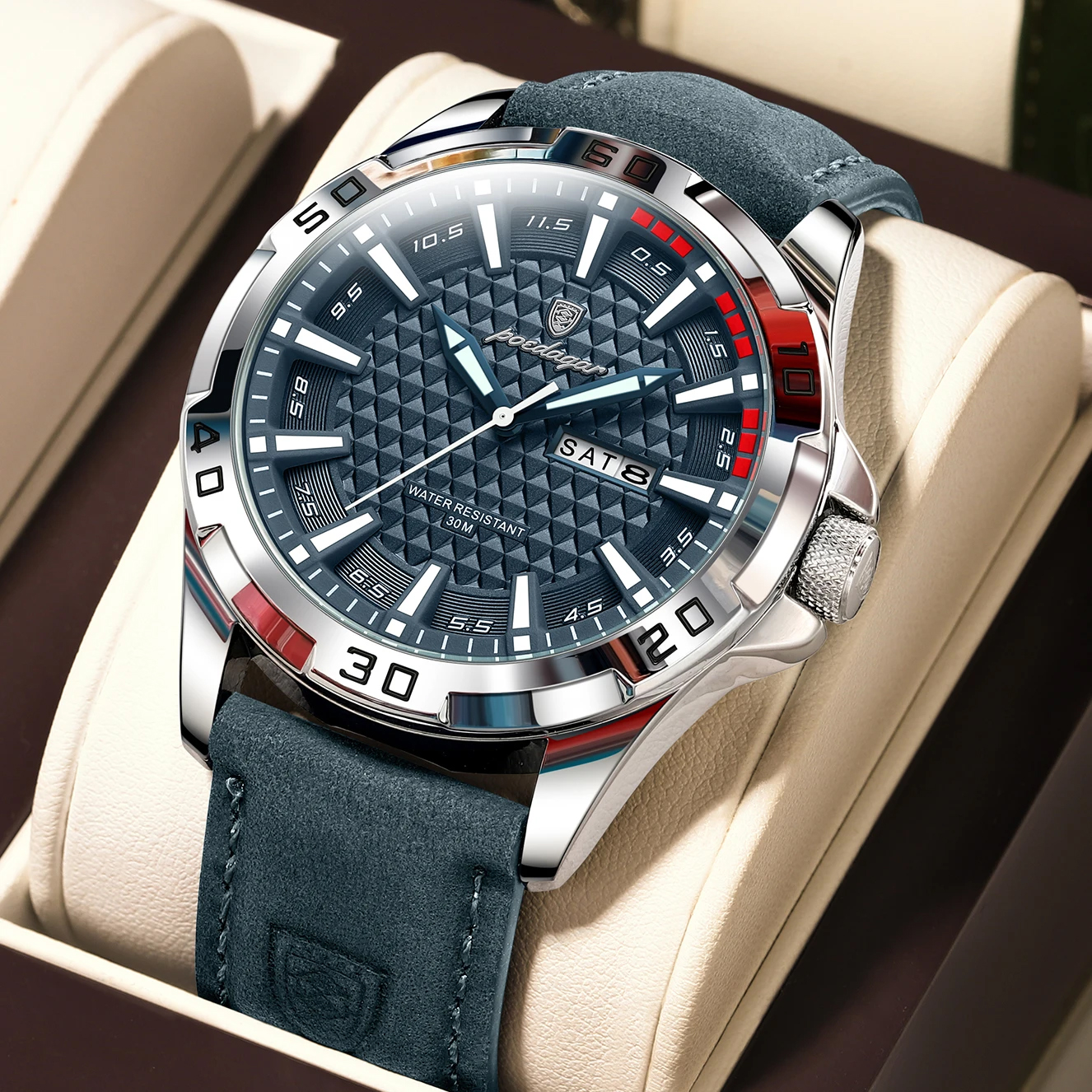 POEDAGAR 895 Original Man Wristwatch Top Luxury Waterproof Luminous Date Week Watch For Men