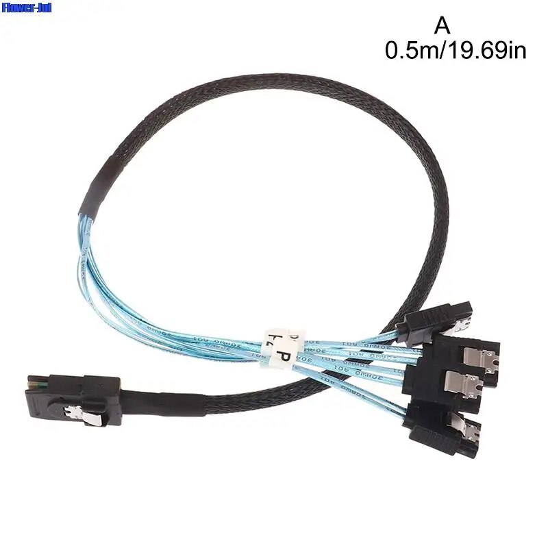 SAS SATA Cable Mini-SAS SFF-8087 To 4 SATA Cable Mini SAS 4i SFF8087 36P To 4 SATA 7P Cable 12Gbps 1/0.5M Hard Drive Data. 