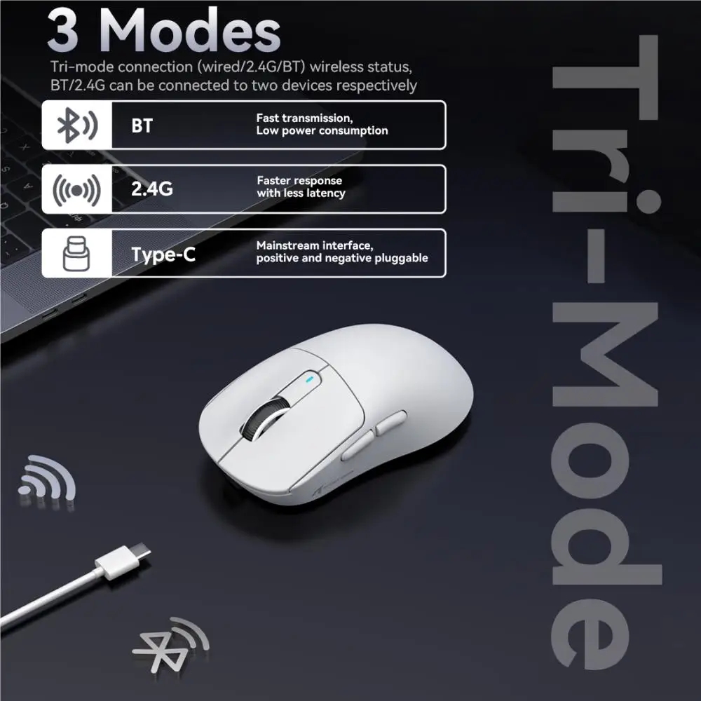 Attack Shark X3 Wired Tri-Mode Bluetooth 2.4G Wireless Mouse Lightweight Macro 26000DPI 650IPS TTC Encoder Gaming Mice. 