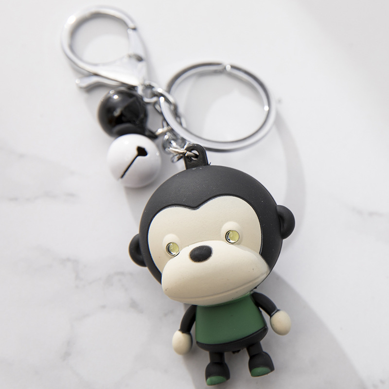 BS-001 Monkey Doll LED Sound Luminous Keychain Mobile Phone Pendant Creative Gift Cartoon Flashlight. 