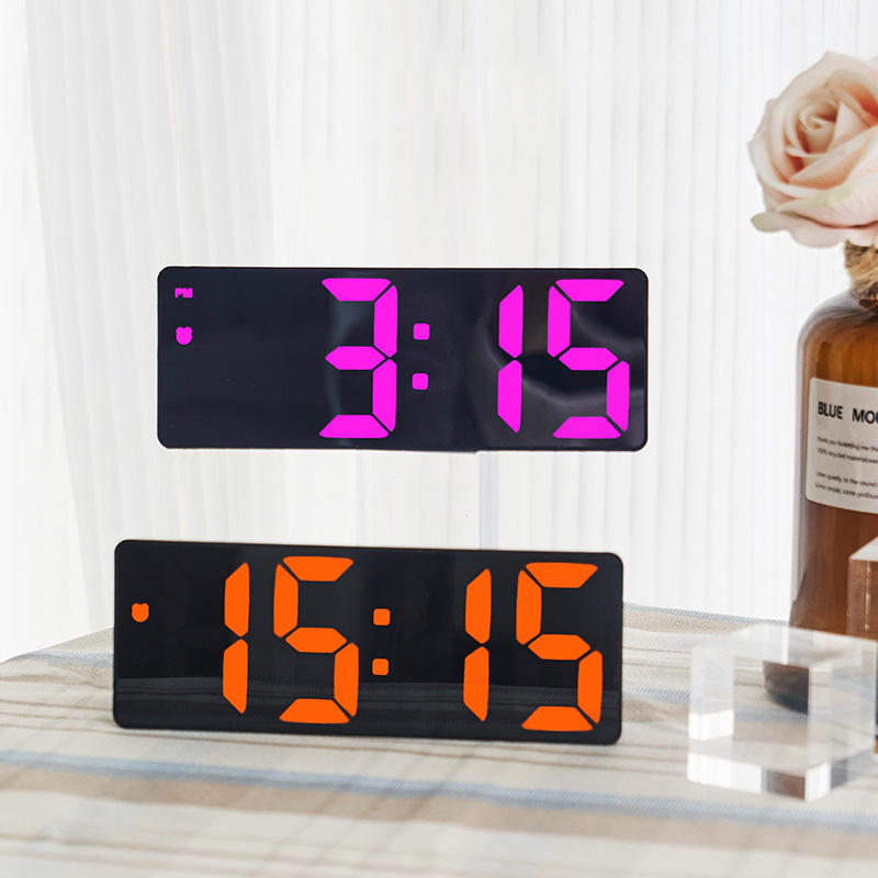 Color creative multi-function electronic clock simple large screen clock alarm clock student clock a variety of mirror 0712. 