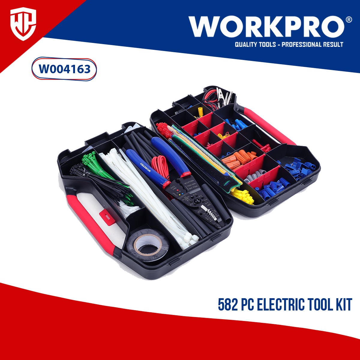 Workpro 408 Pcs Mechanics Tools Set with 3-Drawer Heavy Duty Metal Tool Box