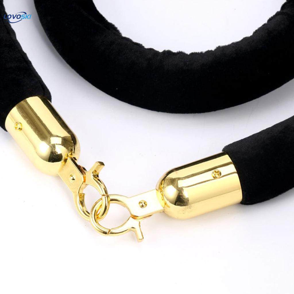 Velvet Stanchion Ropes, Stanchion Queue Line Barrier Rope Velvet Rope, Crowd Control Rope Barrier with Mirror Polished Hooks - Black, 78.7 inch. 