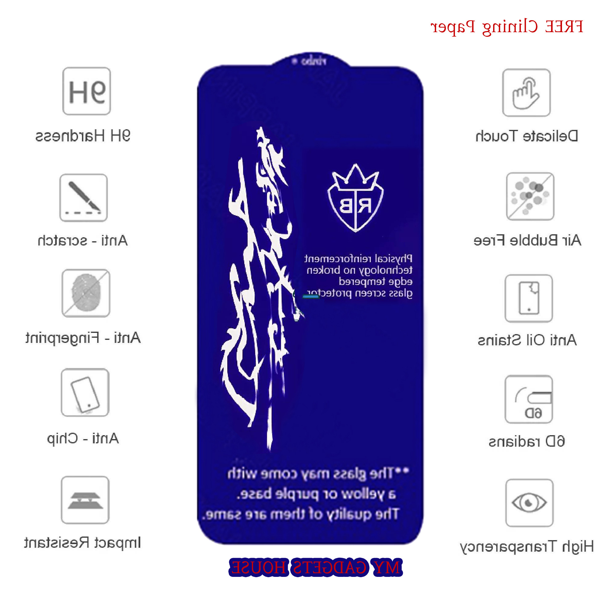 Rainbow Premium Full Screen Protector For Redmi Note 7 / Note 7 Pro / Note 7s Protective  Glass. 