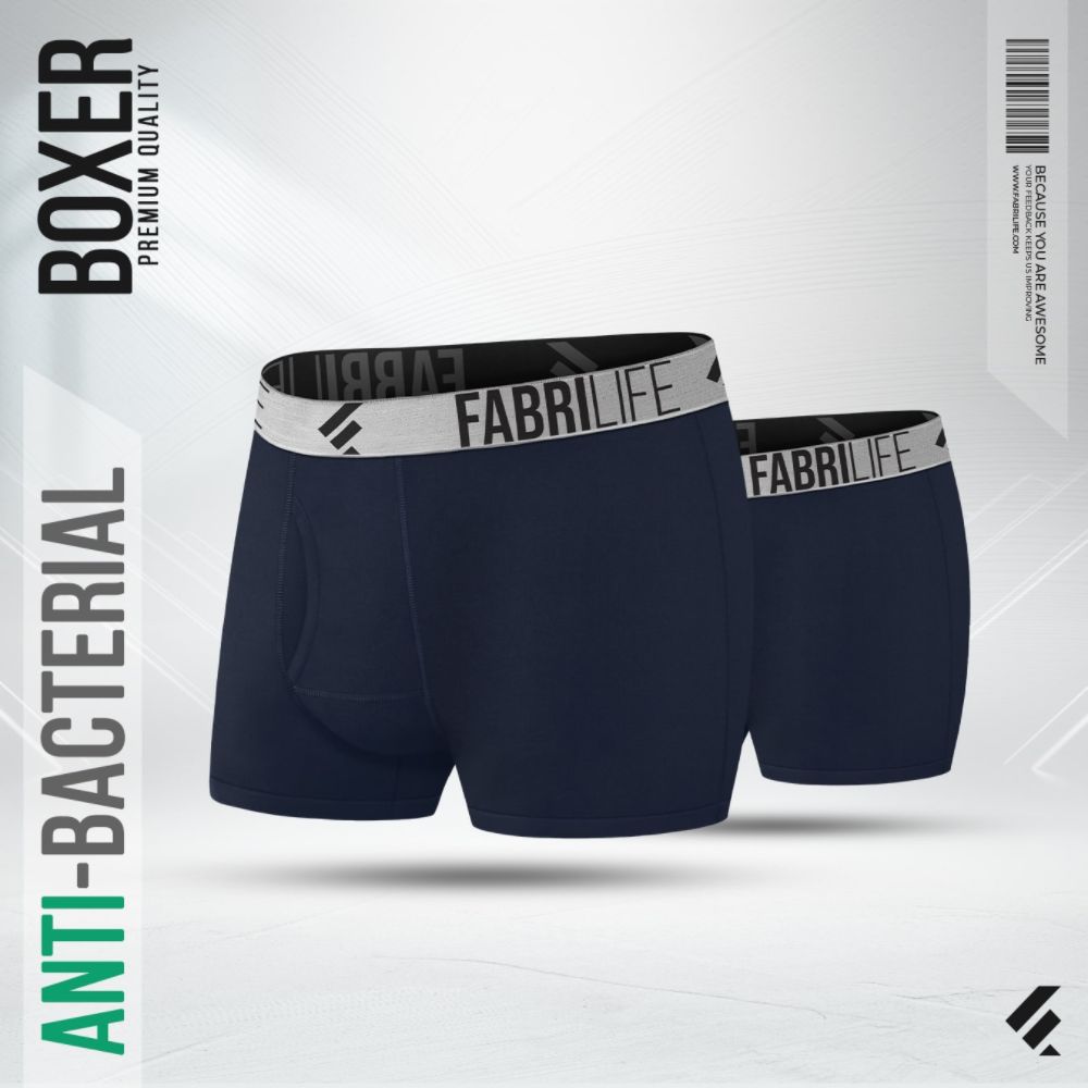 Fabrilife Mens Premium Antibacterial Boxer Brief (Navy 2pc