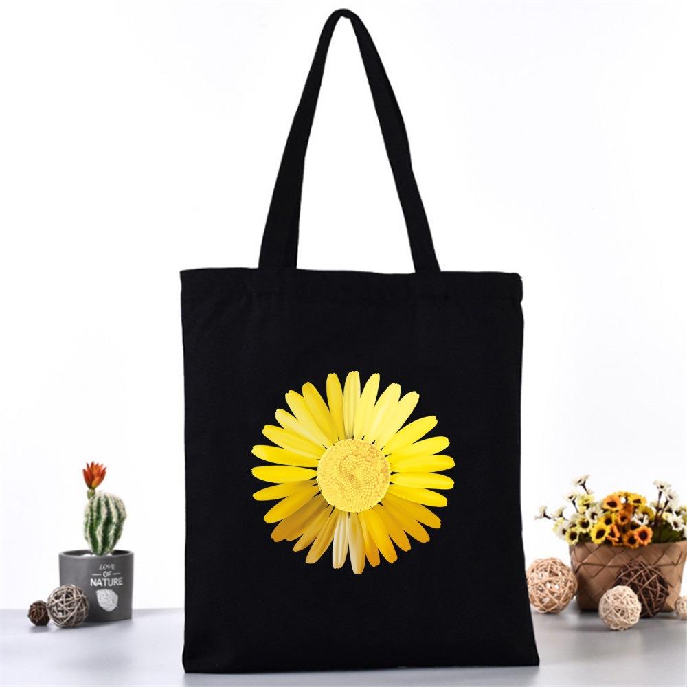 Versatile Shoulder Bag Multi-functional Handbag Canvas Shoulder Bag Daisy Print Handbag Printed Tote Bag. 