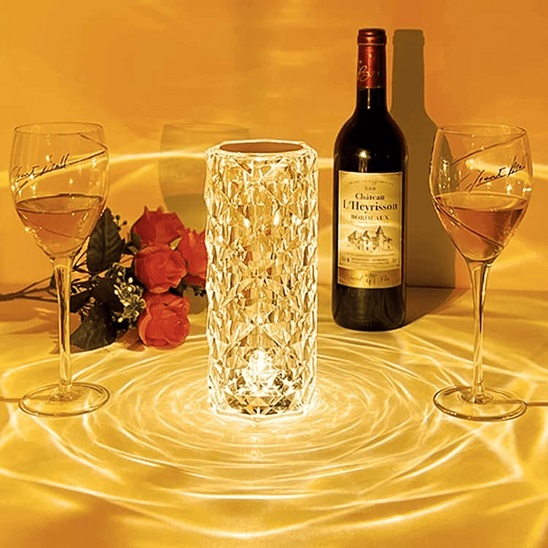 16 Color Crystal Lamp LED Night Light, Crystal Rose Diamond Table Lamp Touch Control, USB Rechargeable Bedside Lamps Romantic Lighting for for Kids Bedroom,College Dorm,Party Dinner. 