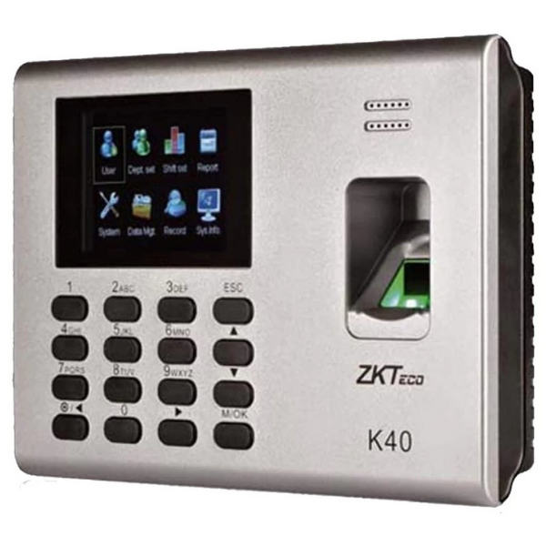 ZKTeco K40 Fingerprint Time Attendance Terminal with Adapter. 