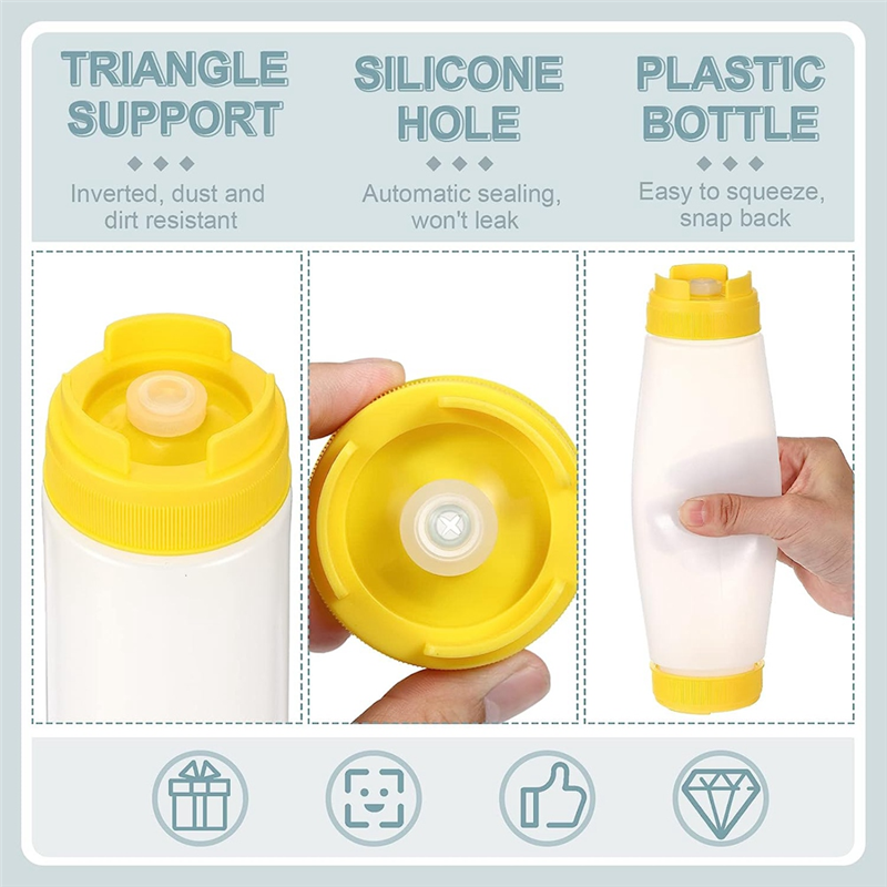 Squeeze Bottle Inverted Plastic Squeeze Bottles Plastic Squeeze Bottle 16Oz Refillable Tip Large Valve Dispenser Condiment for Sauces Ketchup. 