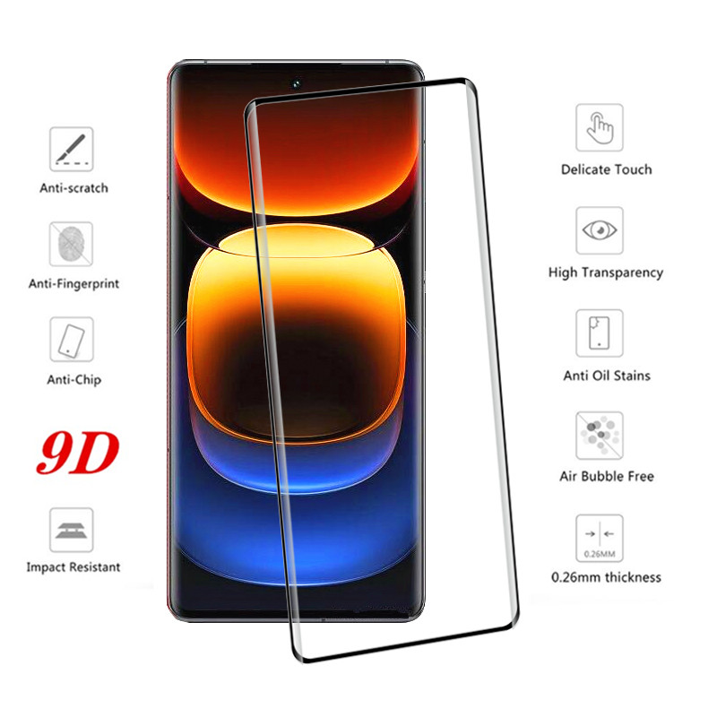 Volume 2 sets of O 12 P for IQOo Screen Protector 12 Pr9D Curved Glass for VIVO IQOO IQOO Anti-Scratch Front Film, ro Soft Camera Glue. 