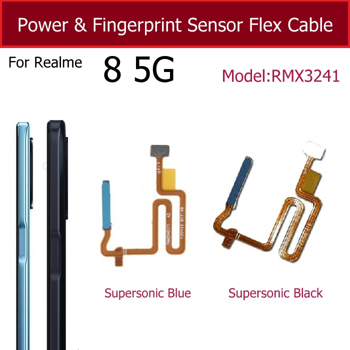 Fingerprint Sensor Flex Cable For Realme 8 5G Power Button Sensor Fingerprint Home Touch Sensor Flex Ribbon Parts