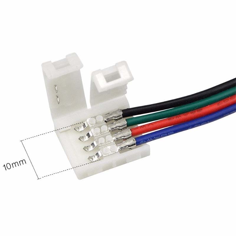 RGB 10mm SMD5050 4-pin Buckles 4-pin pin headers 4-pin double-ended cables 4-pin snaps to RGB L T X Shaped corner kit for SMD5050 Strip Light. 