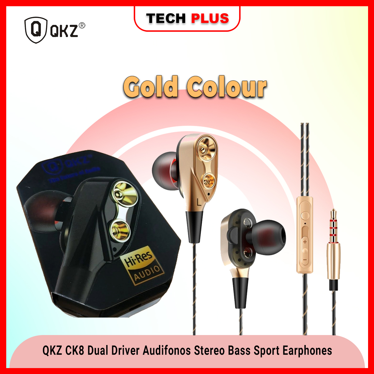 QKZ CK8 Dual Driver Audifonos Stereo Bass Sport Earphones - Black ...