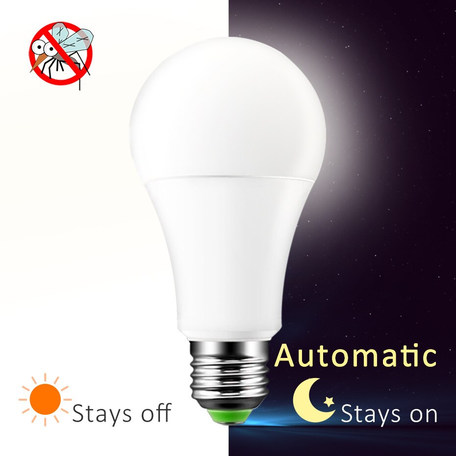 LED Sensor Light E27 B22 Dusk to Dawn LED Smart Bulb Lamp 10W 15W Night Light Auto On/Off For Home Porch Yard Garage Garden. 