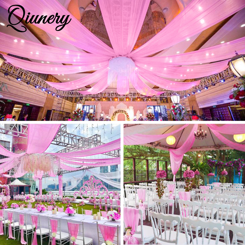 6 Panels Chiffon Ceiling Drapes Long Vaulted Draping Fabric DIY Wedding Drapes Curtains (5ftx10ft/5ftx20ft )